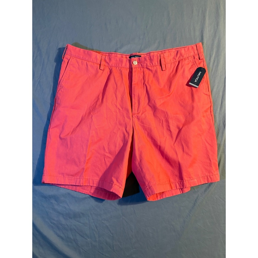 Nautica Mens Sailor Red Flat Front Chino Shorts B7102N Size 42 NWT